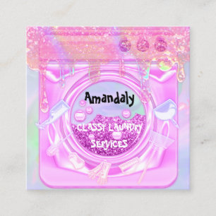 Laundry Washing Cleaning Service QR Code Maid Home Square Business Card