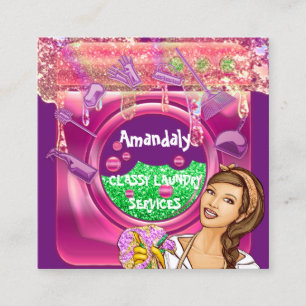 Laundry Washing Machine Cleaning Services QRCode Square Business Card