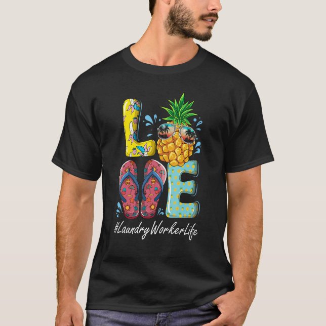 Laundry Worker Hello Summer Happy Last Day School T-Shirt (Front)