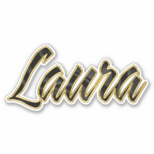 Laura black gold lettering Sticker