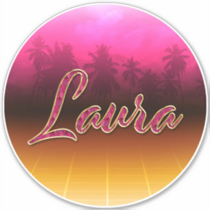 Laura First name golden pink sticker sticker