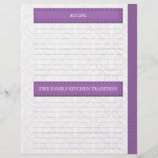 Laura Grinstead - Purple Grey Damask Recipe Pages