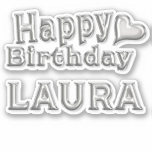 Laura Happy Birthday silver Sticker