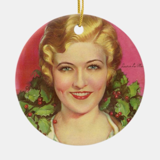 Laura La Plante 1929 magazine cover. Christmas. Ceramic Tree Decoration (Front)