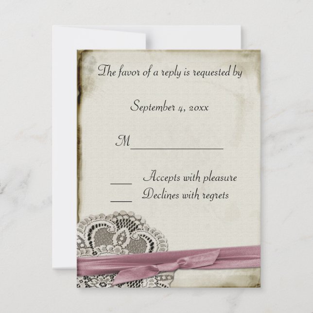 Laura Lace Pink Vintage Response Card (Front)