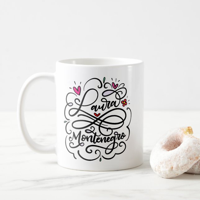 Laura Montenegro, Hand Lettered Coffee Mug (With Donut)