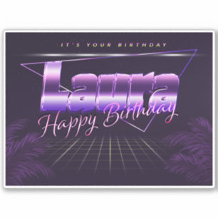 Laura Name First name lila retro Sticker Birthday