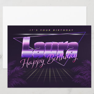 Laura Name Vorname lila retro Karte Geburtstag Card