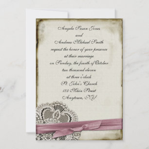 Laura Pink Vintage Lace Invitation