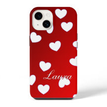Laura - Template For Your Name White Hearts On Red