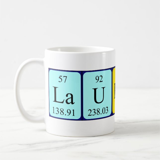 Laurance periodic table name mug (Left)