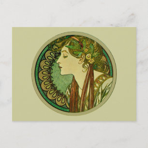 Laurel, Alphonse Mucha Vintage Art Nouveau Postcard