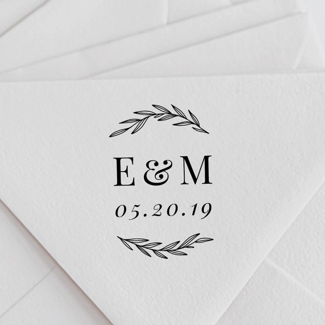 Laurel Branch  Monogram Wedding Save the Date Self-inking Stamp (Creator Uploaded)