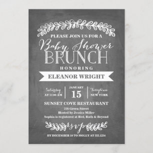 Laurel Brunch White   Baby Shower Invitation