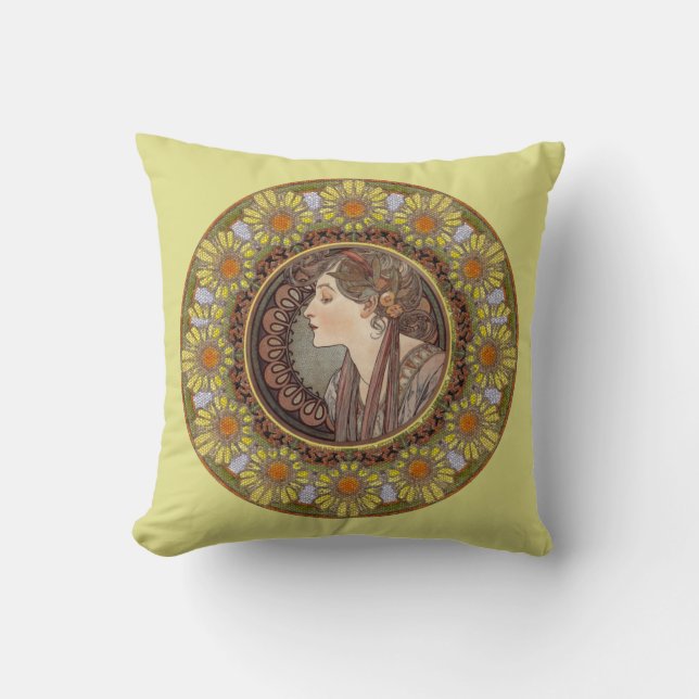  Laurel by Alphonse Mucha  Cushion (Front)