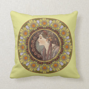  Laurel by Alphonse Mucha  Cushion