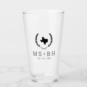 Laurel Crest Texas Wedding Monogram Glass