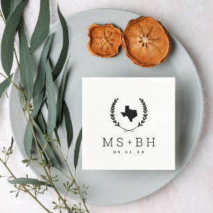 Laurel Crest Texas Wedding Monogram Napkin