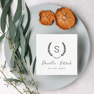 Laurel Crest Wedding Monogram Napkins