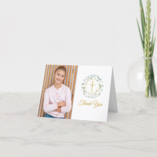 Laurel Garland First Holy Communion Photo Thank Yo Thank You Card