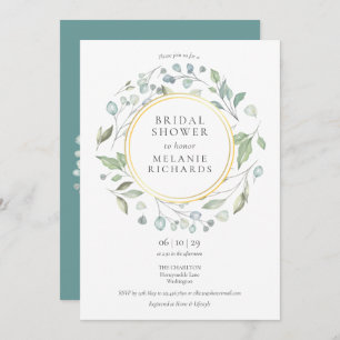 Laurel Garland Floral Gold Foil Bridal Shower Invitation