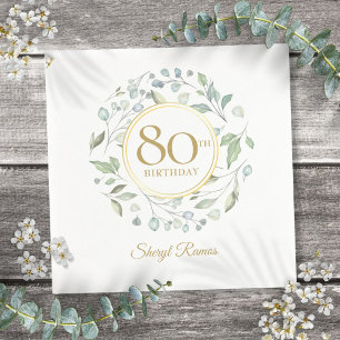 Laurel Garland Gold 80th Birthday Napkin