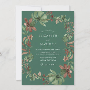 Laurel Green Rustic Nature Wedding Invitation