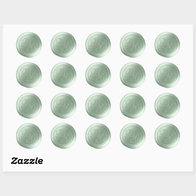 Laurel Green Script Monogram Wax Seal Stickers (Sheet)