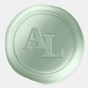 Laurel Green Wax Seal Monogram Wedding Stickers