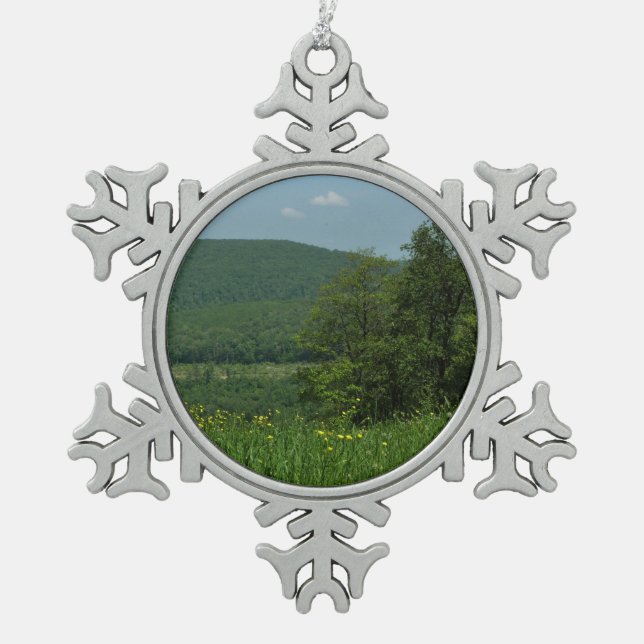 Laurel Highlands Pennsylvania Summer Photography Snowflake Pewter Christmas Ornament (Front)
