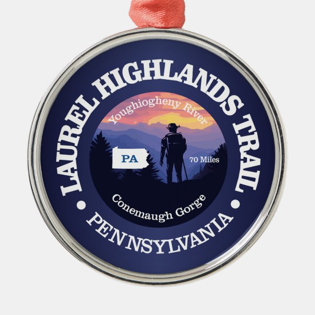 Laurel Highlands Trail (rd2) Metal Tree Decoration (Front)
