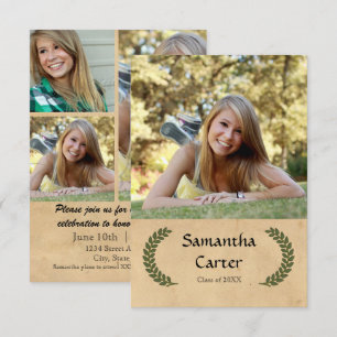Laurel Leaf - 3x5 Graduation Announcement