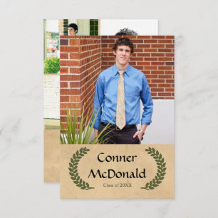 Laurel Leaf - 3x5 Graduation Announcement