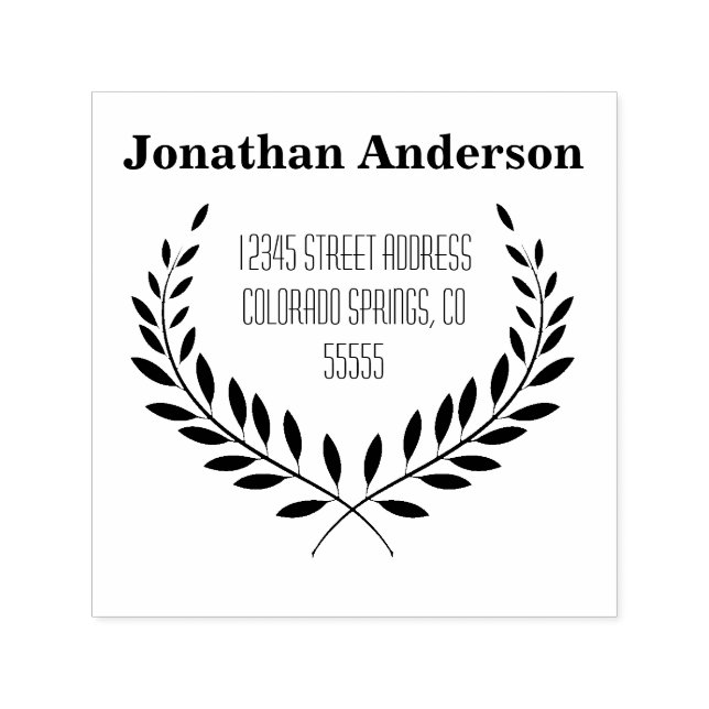 Laurel Leaf Address - Self-Inking Stamp (Design)