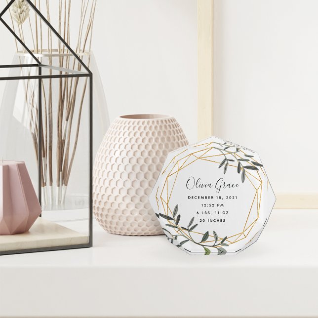 Laurel Leaf Baby Birth Stats Acrylic Block (Creator Uploaded)