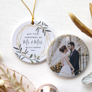 Laurel Leaf First Married Christmas Ceramic Tree Decoration