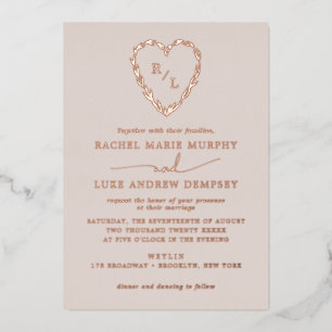 Laurel Leaf Heart Wreath Wedding Monogram