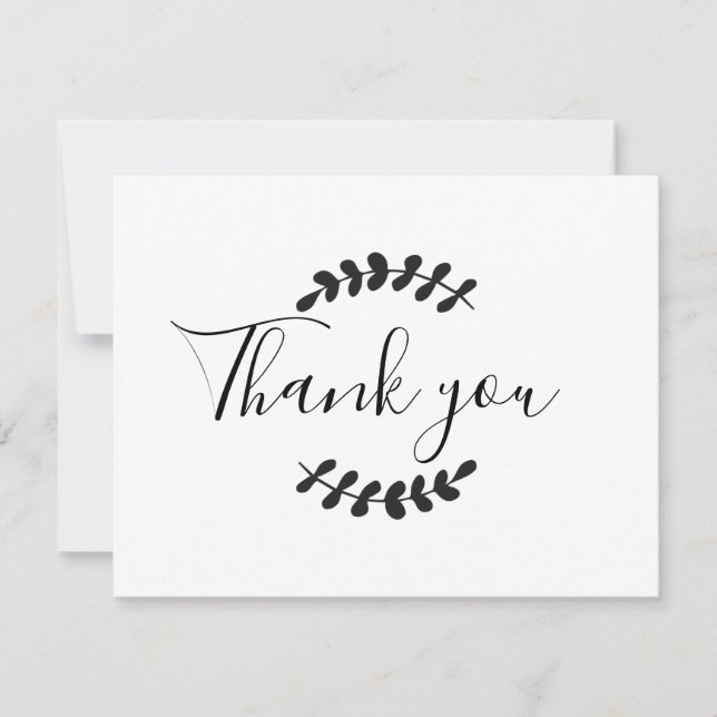 Laurel Leaves Black and White Business Thank You Card (Front)
