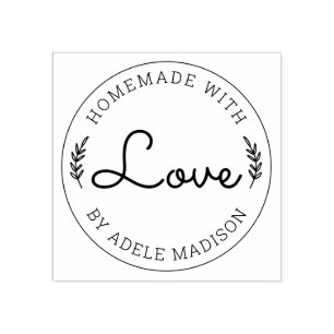 Laurel Leaves Homemade With Love Rubber Stamp