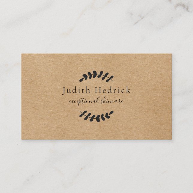 Laurel Leaves Rustic Kraft Business Card (Front)