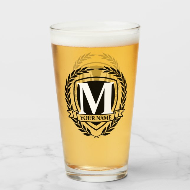Laurel Monogram Design Glass (Front Filled)