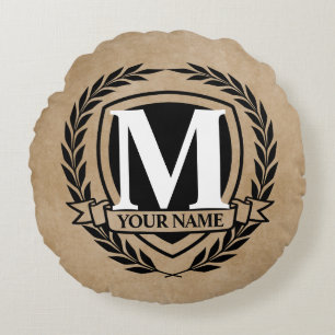 Laurel Monogram Design Round Pillow