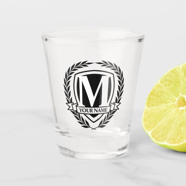 Laurel Monogram Design Shot Glass (Front)