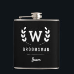 Laurel Monogram Groomsman Hip Flask<br><div class="desc">This design features a monogram design with traditional laurels and can be personalised with your groomsman's name.</div>