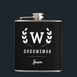 Laurel Monogram Groomsman Hip Flask<br><div class="desc">This design features a monogram design with traditional laurels and can be personalised with your groomsman's name.</div>