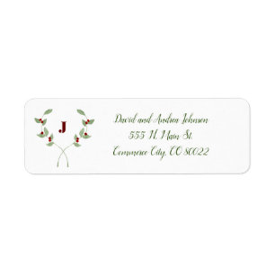 Laurel Monogram Watercolor Return Address Label