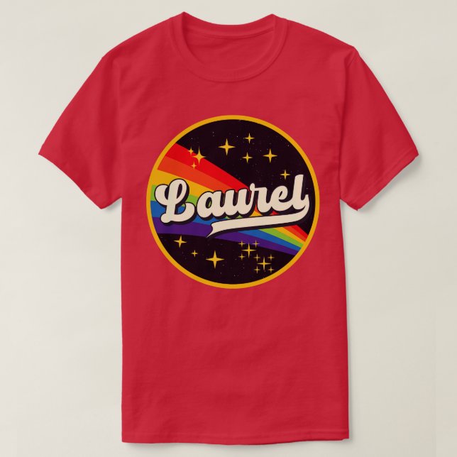 Laurel Rainbow In Space Vintage Style T-Shirt (Design Front)