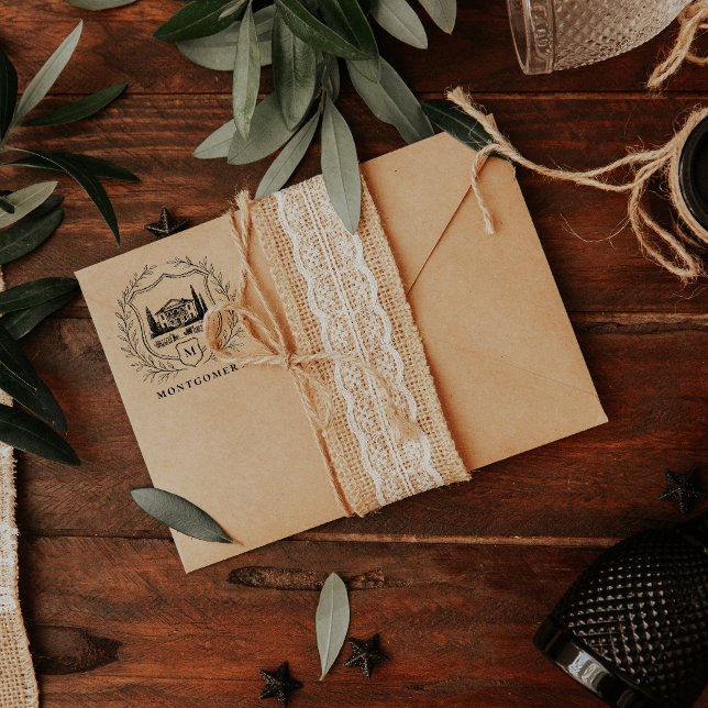 Laurel Shield Estate | Wedding Monogram Rubber Stamp (Creator Uploaded)