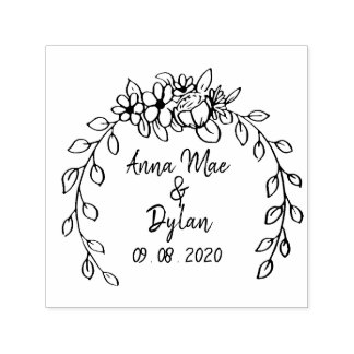 Laurel Wedding Wreath Round Self-inking Stamp