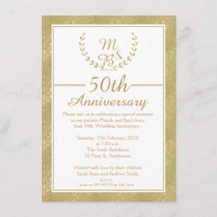 Laurel Wreath 50th Wedding Anniversary Invitation